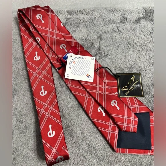 Philadelphia Phillies Baseball Team Red Plaid Tie - Picture 3 of 5